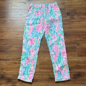 Lilly Pulitzer Women’s Taron Mid-Rise Sea Turtle Soirée Linen Pants Size XS